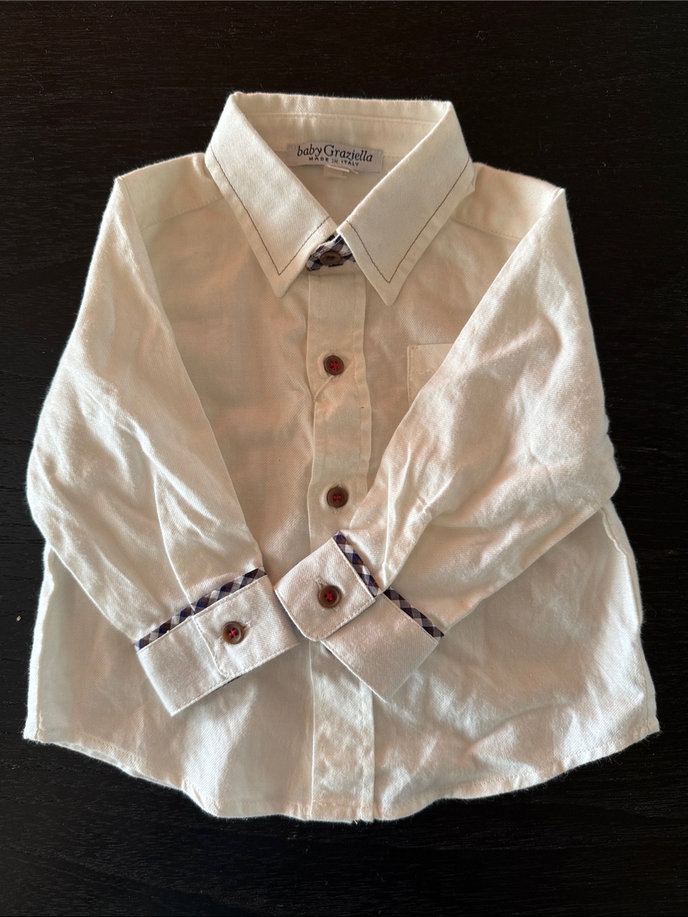 Baby Graziella Made In Italy Cream Button-Down Shirt with Contrast Trim